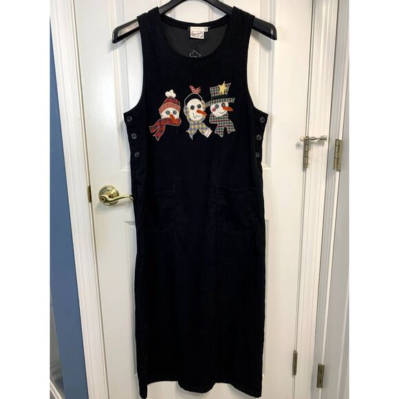 Vintage Beverly's Snowman Artwear Maxi Dress Size Medium - Picture 1 of 8